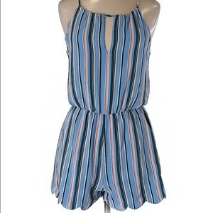 Blue rain striped romper